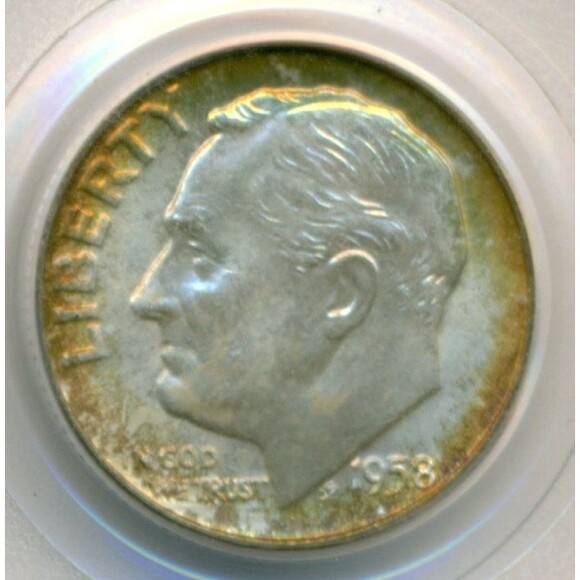 1958 D Roosevelt Dime MS66 FB PCGS Copper Color - Picture 3 of 4
